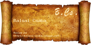 Balsai Csaba névjegykártya